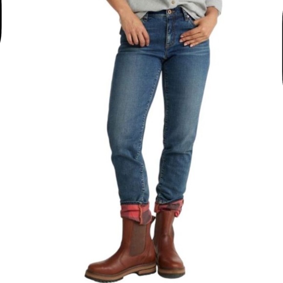 LL Bean Jeans Favorite Fit Flannel Lined Straight Leg High Rise Cabincore - Picture 1 of 6